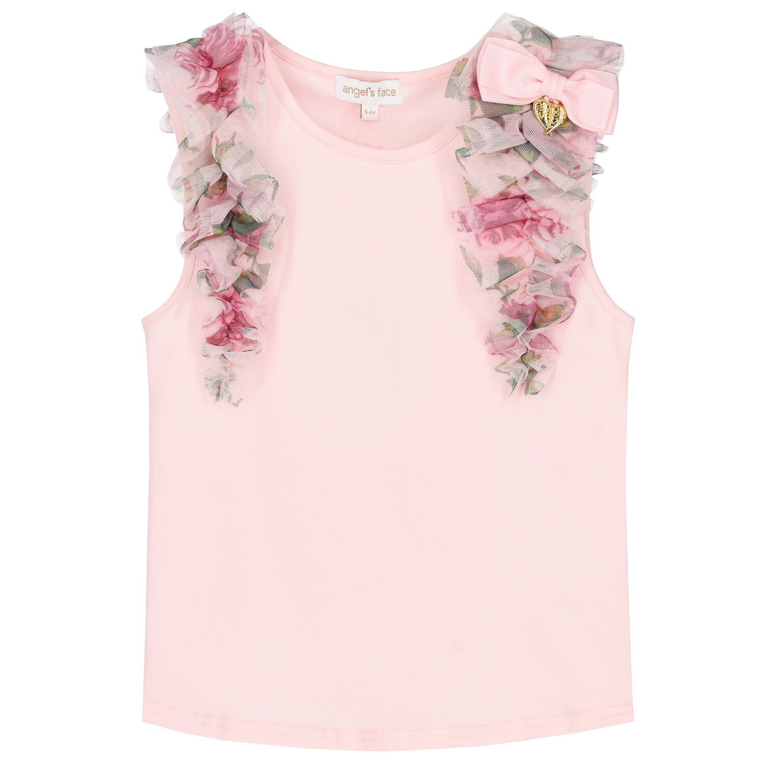Girls Pink Ruffled Tulle Top, 2, hi-res