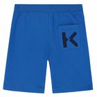 Boys Blue Logo Shorts, 1, hi-res