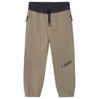 Boys Beige & Navy Blue Joggers, 1, hi-res