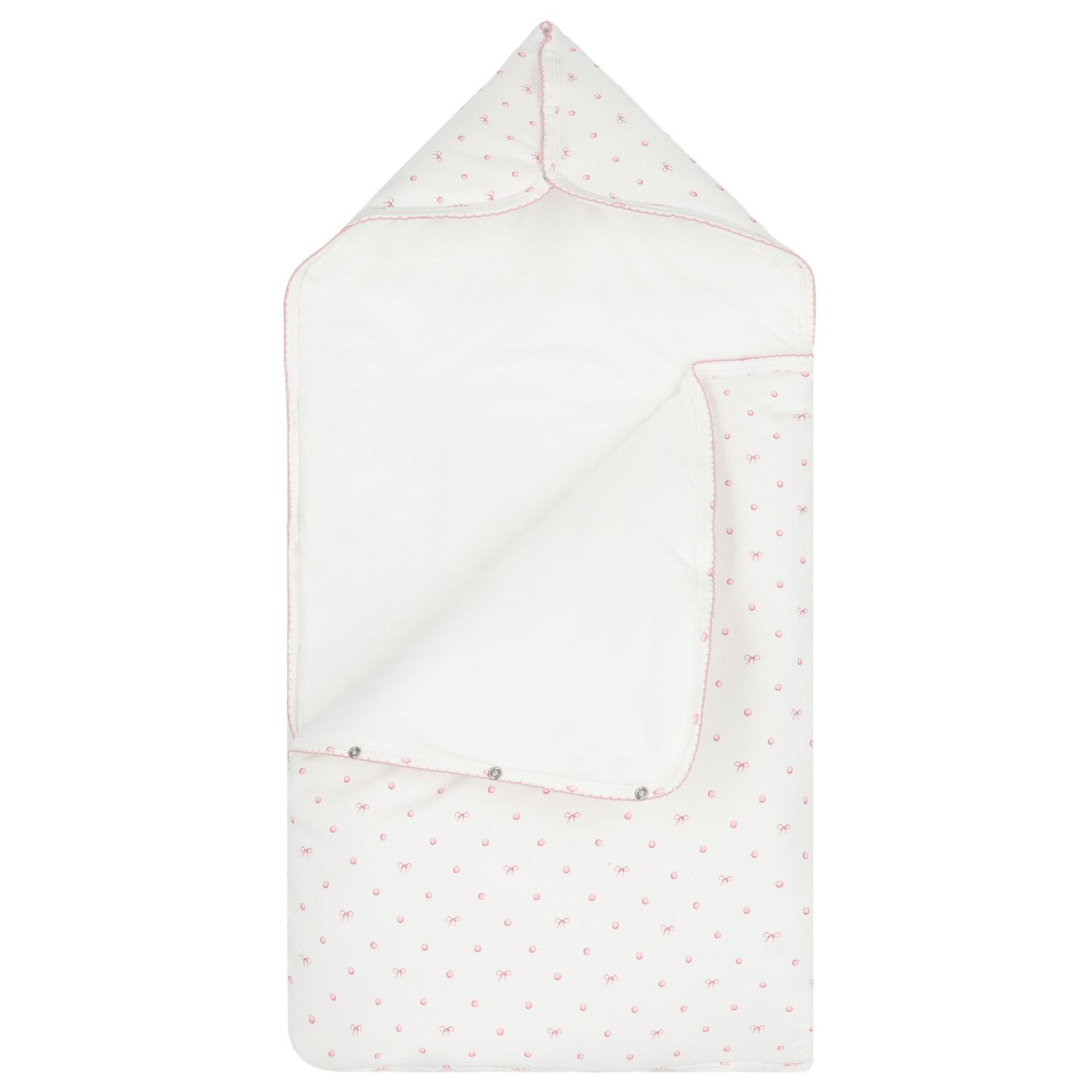 Baby Girls White & Pink Bow Nest, 1, hi-res