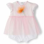 Baby Girls Pink Cotton & Tulle Romper, 1, hi-res