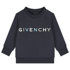 سويت شيرت بشعار أزرق داكن للأولاد الصغار, 1, hi-res