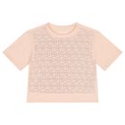 Girls Pink Embellished Logo T-Shirt, 2, hi-res