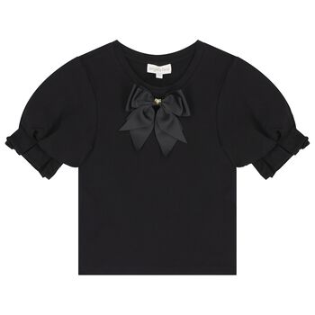 Girls Black Bow T-Shirt