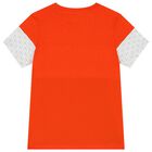 تيشيرت أولاد بالشعار باللون البرتقالى والأبيض والكحلى, 1, hi-res