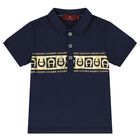 Younger Boys Navy & Gold Polo Shirt, 2, hi-res