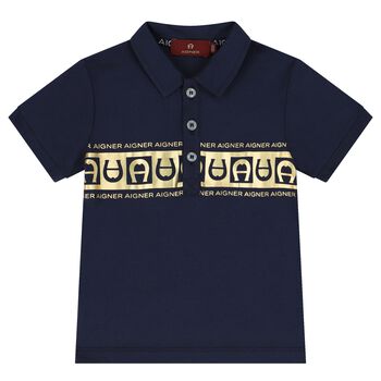 Younger Boys Navy & Gold Polo Shirt