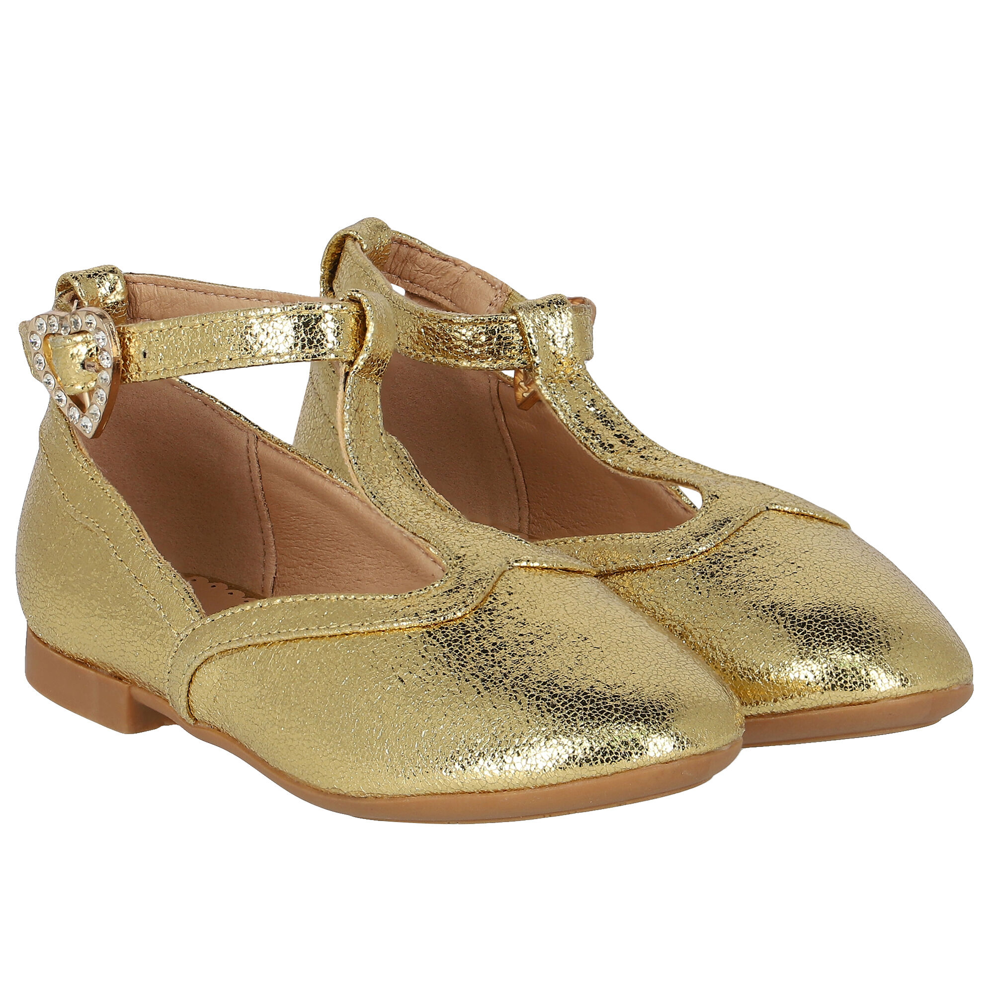 Girls gold dress sale shoes