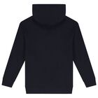 Boys Navy Blue Logo Hooded Top, 1, hi-res