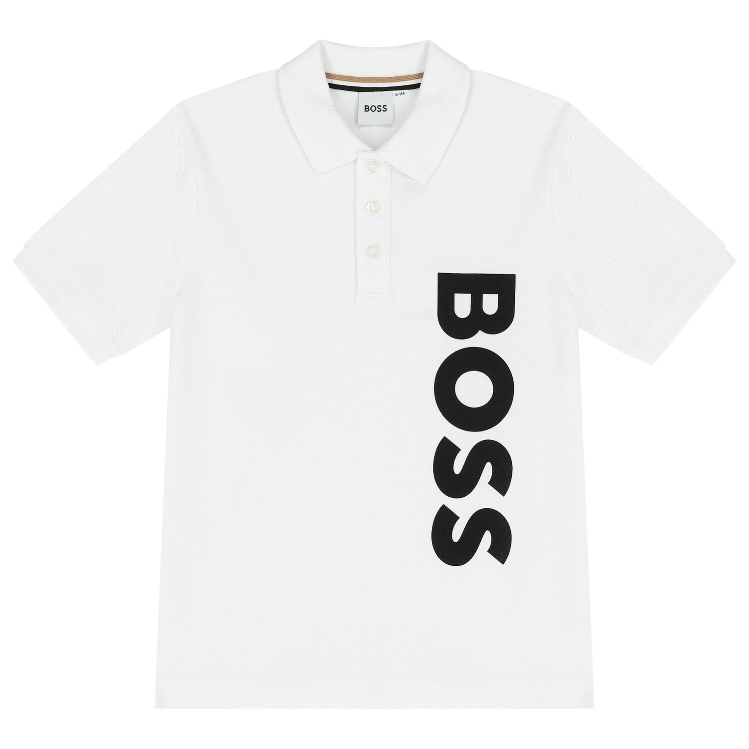 Boys White Logo Polo Shirt, 1, hi-res