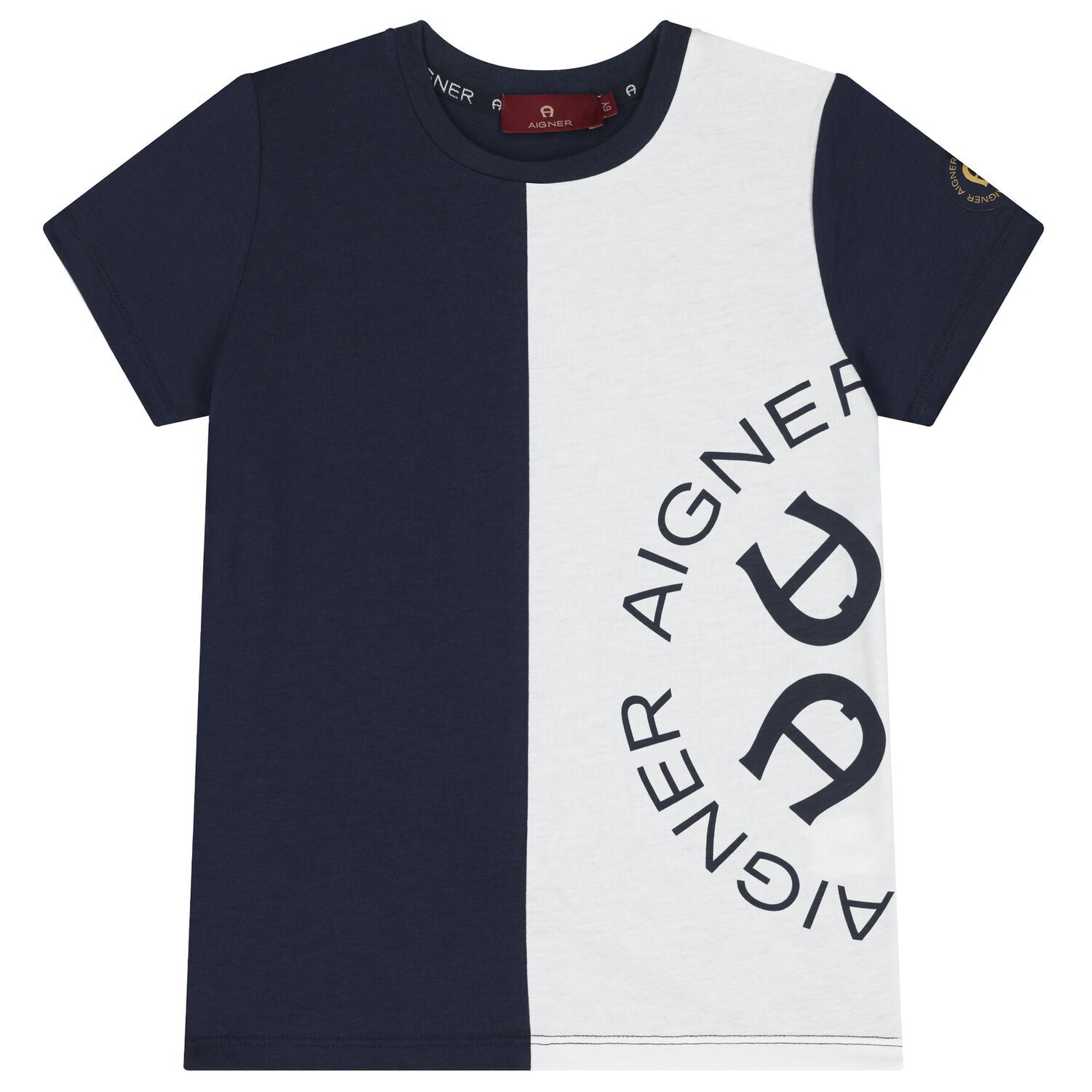 Boys Navy Blue & White Logo T-Shirt, 2, hi-res