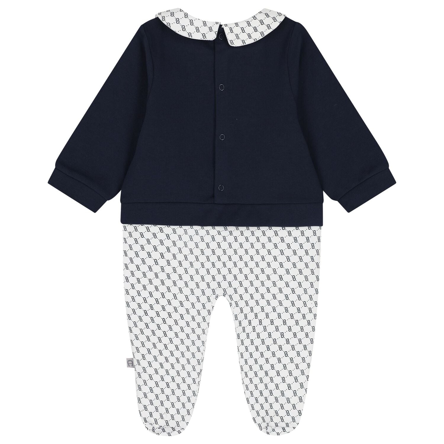 Baby Boys Navy Blue & White Logo Babygrow, 2, hi-res