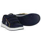 Boys Navy Blue Logo Trainers, 1, hi-res