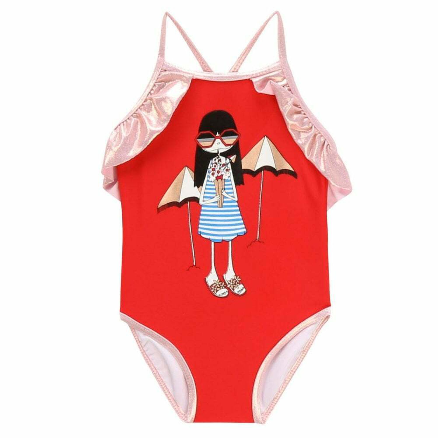Girls Red Miss Marc Swimsuit, 1, hi-res image number null