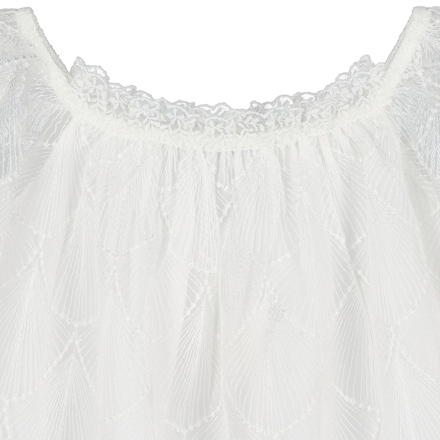 Girls White Scallop Lace Dress, 1, hi-res