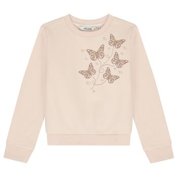 Le Chic Girls Beige Butterfly Sweatshirt, 1 Girls Beige Butterfly Sweatshirt