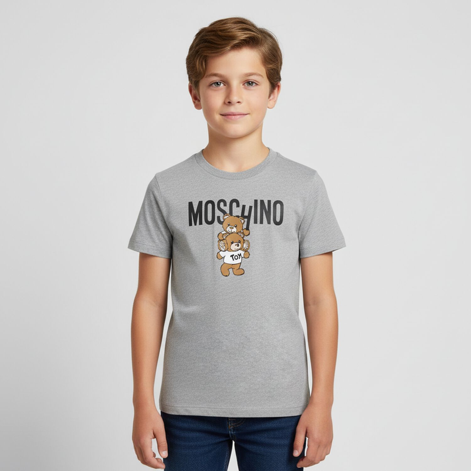 Grey Teddy Bear Logo T-Shirt, 7, hi-res image number null