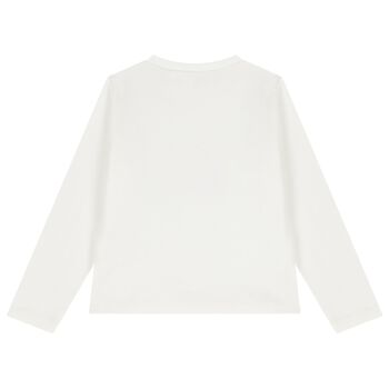 Girls Ivory Kitten Long Sleeve Top