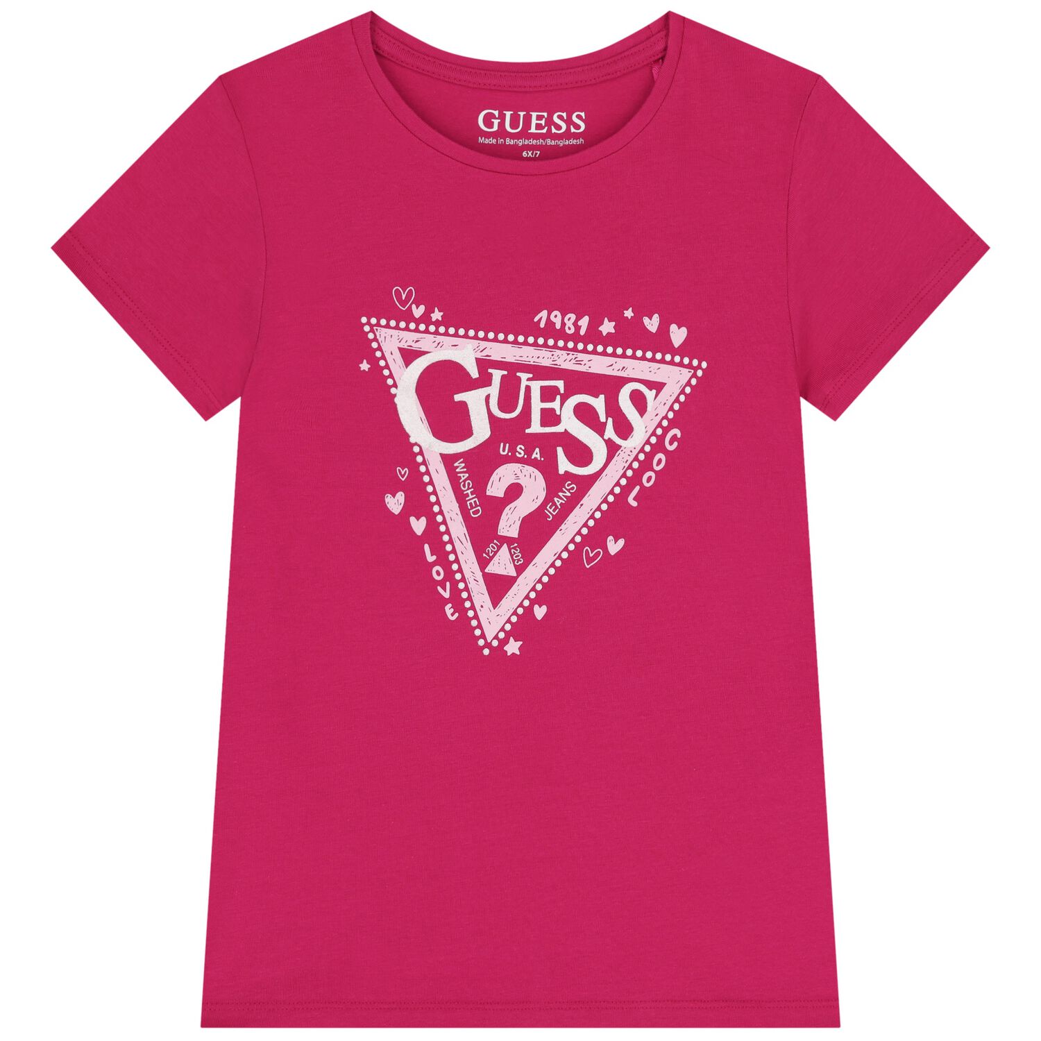 Girls Pink Glittery Logo T-Shirt, 3, hi-res
