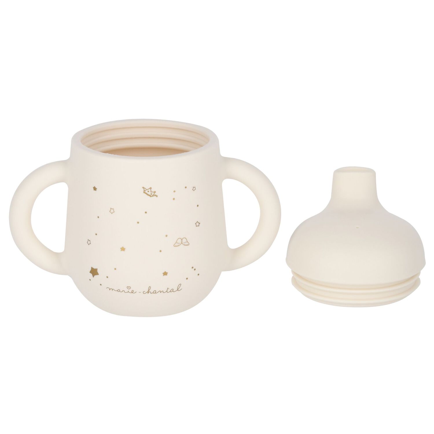 مجموعه ادوات مائده من السيليكون للاطفال بالشعار بشكل نجمه باللون العاجى , 1, hi-res