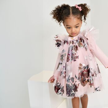 Baby Girls Pink Floral Tulle Doris Dress