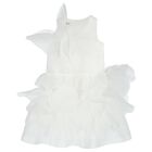 Girls White Organza 3D Floral Tiered Dress, 1, hi-res