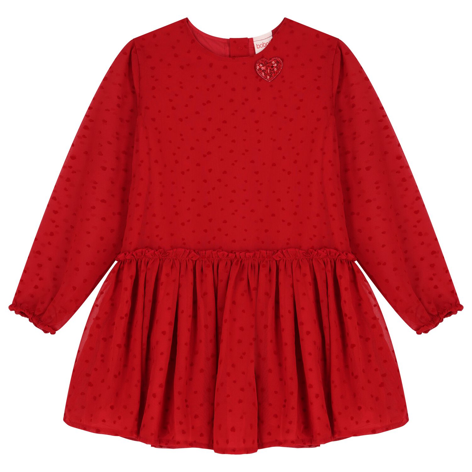 فستان بنات شيفون باللون الأحمر, 1, hi-res image number null