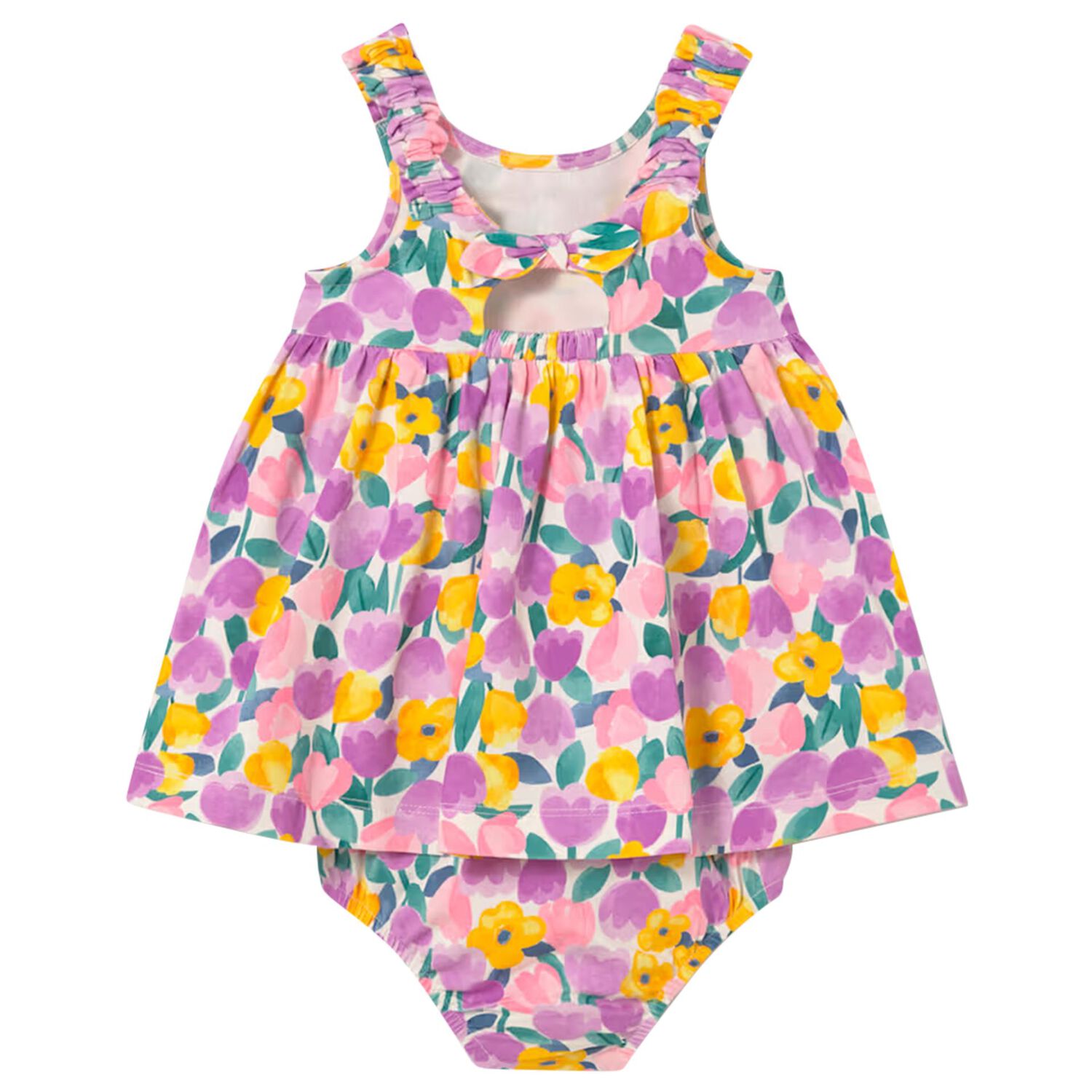 Younger Girls Multi-Coloured Floral Dress Set, 3, hi-res