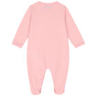 Pink Teddy Logo Babygrow, 3, hi-res