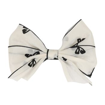 Girls White & Navy Blue Bow Hairclip