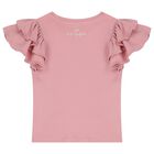 Girls Pink Logo Ruffled Top, 1, hi-res