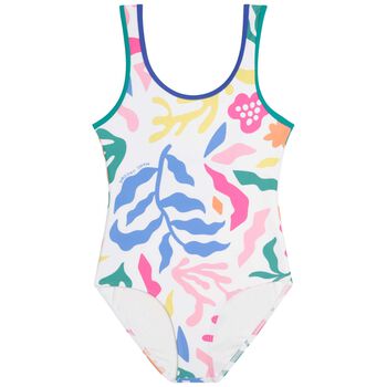 Girls White Coral Reef Swimsuit