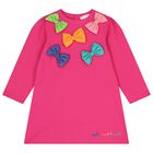 فستان بنات بفيونكه باللون الوردى , 1, hi-res