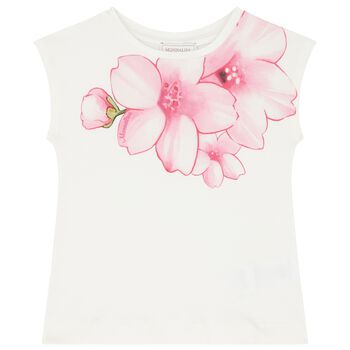 Girls Ivory Floral T-Shirt