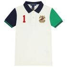 Boys Ivory Crest Logo Polo Shirt, 1, hi-res