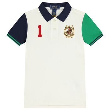 Boys Ivory Crest Logo Polo Shirt