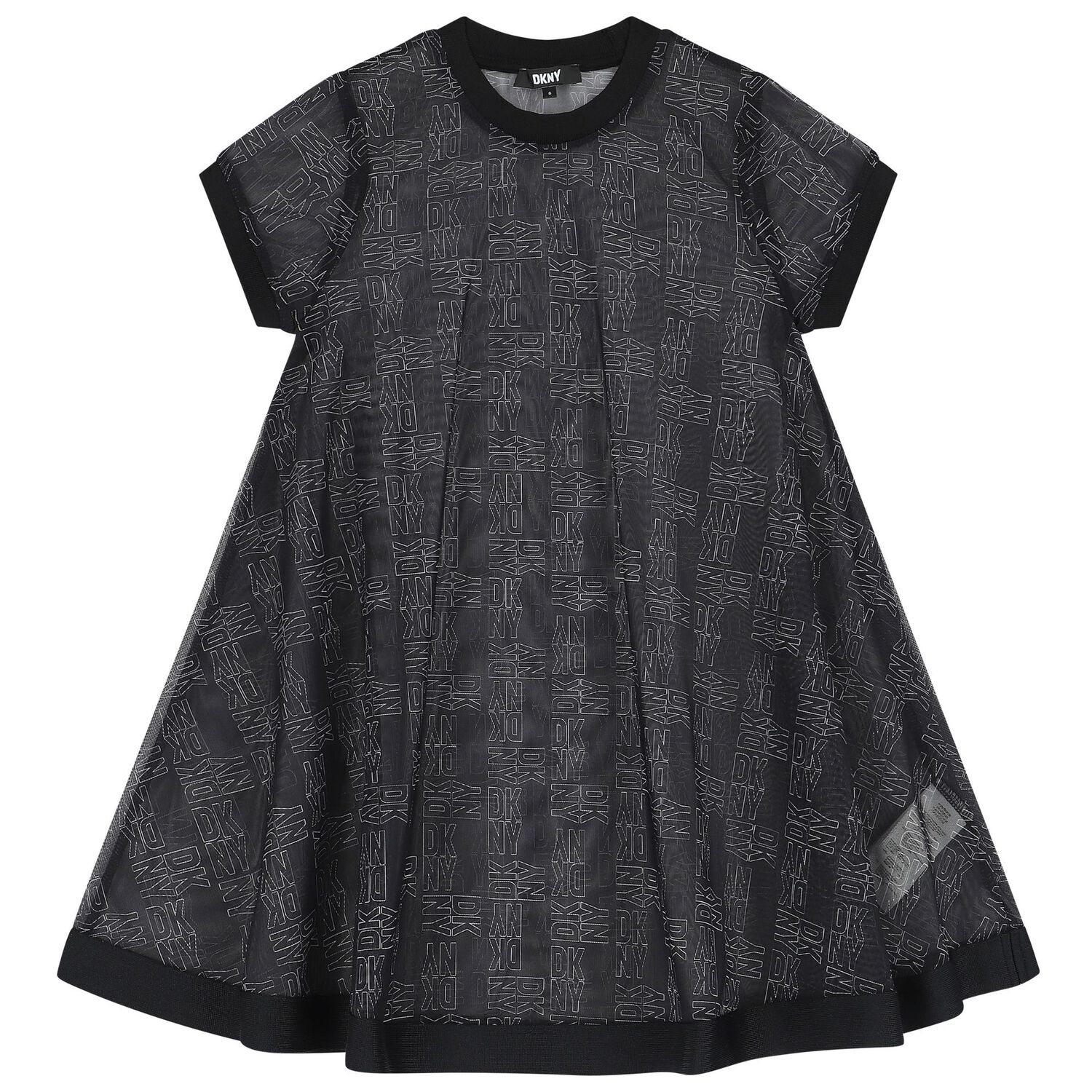 Girls Black 2-In-1 Logo Dress, 1, hi-res