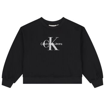 Calvin Klein Girls Black Logo Sweatshirt, 1 Girls Black Logo Sweatshirt