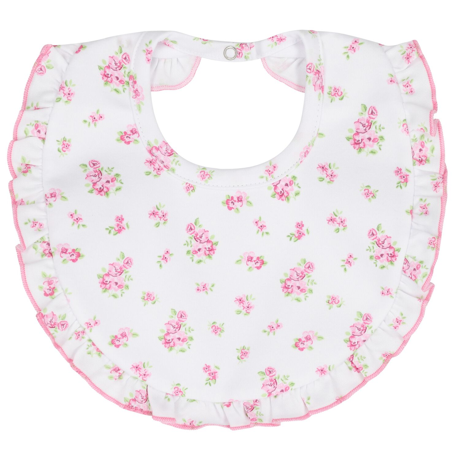 Baby Girls White & Pink Roses & Blooms Bib, 1, hi-res image number null