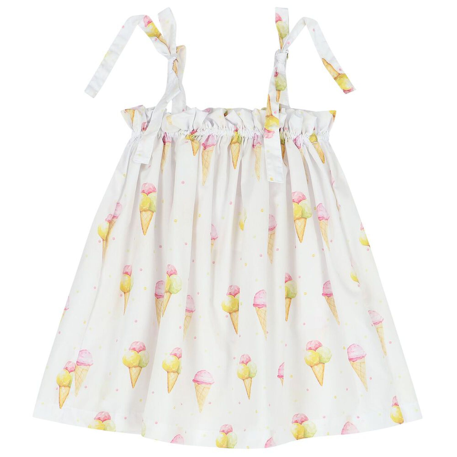 Girls White Ice Creams Beach Dress, 3, hi-res image number null
