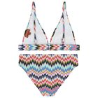 Girls Multi-Coloured Zigzag Print Bikini, 1, hi-res