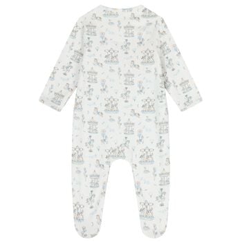 Baby Boys White & Blue Carousel Babygrow