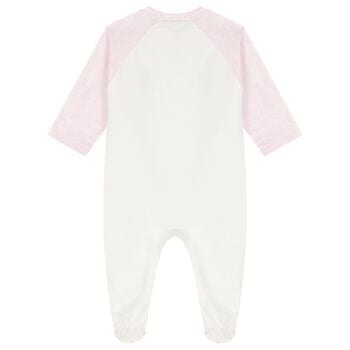 Baby Girls White & Pink Barocco Babygrow