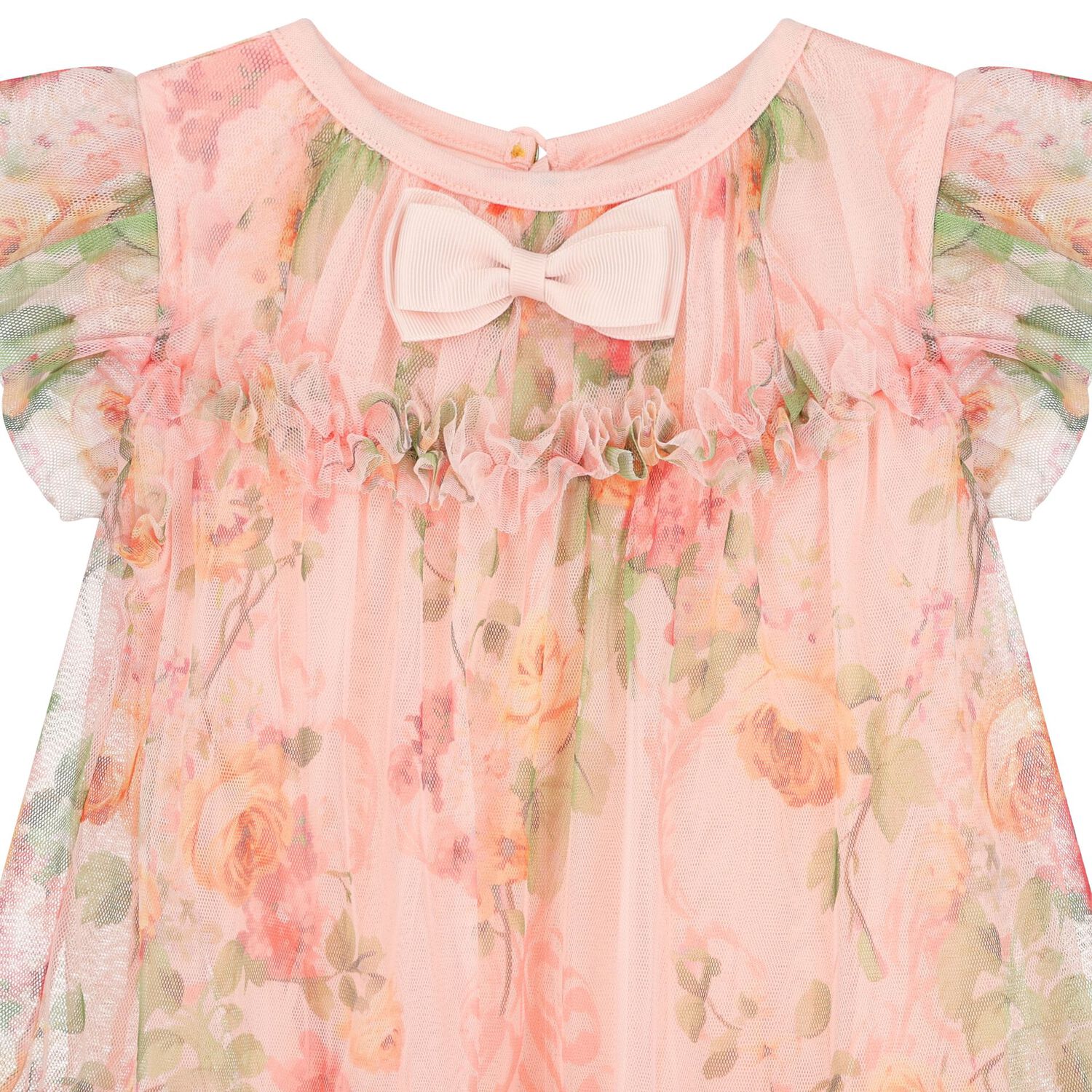 Baby Girls Pink Rose Tulle Dress, 3, hi-res image number null