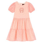 Girls Pink Logo Special Occasion Dress, 1, hi-res