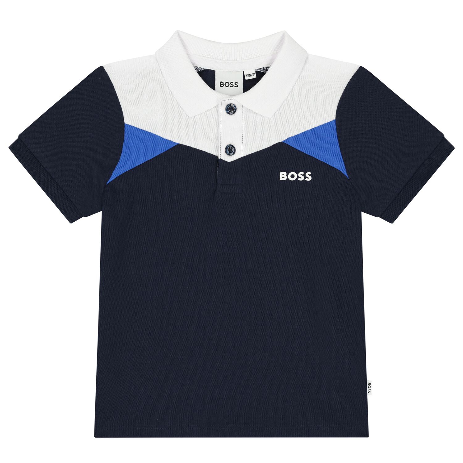 Younger Boys Navy Blue Logo Polo Shirt, 2, hi-res image number null