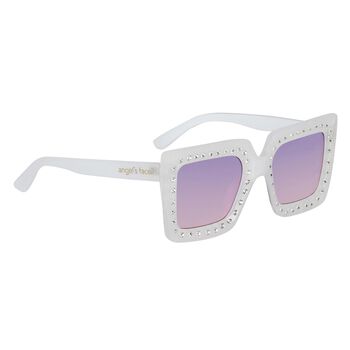Girls White Diamante Sunglasses