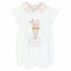Baby Girls White & Pink Geo Map Romper, 1, hi-res
