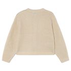 Girls Beige Bow Knitted Cardigan , 1, hi-res