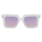 Girls White Diamante Sunglasses, 1, hi-res